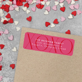 Étiquette Pink Modern XOXO Valentine's Day Adresse de retour