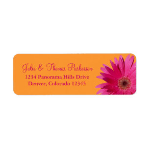 Étiquette Pink Orange Gerbera Daisy Mariage Adresse de retou