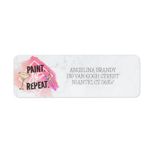 Étiquette Pink Paint & Sip Bachelorette Party Adresse de ret