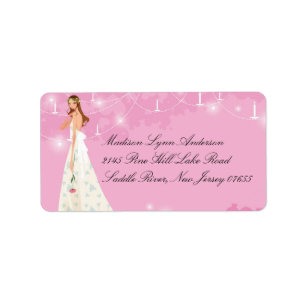 Étiquette Pink Pastel Romantic Mariée Adresse de retour Labe