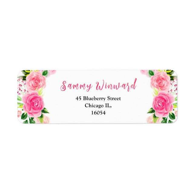 Étiquette Pink Roses and Foliage Bridal Shower (Devant)