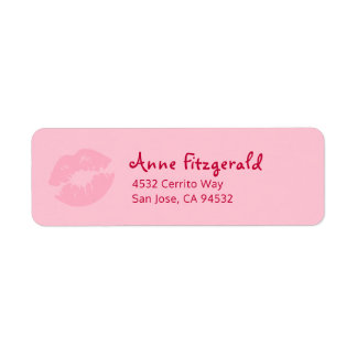 Étiquette Pink rouge rouge à lèvres baiser retour adresse