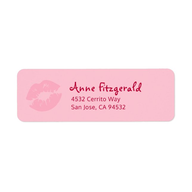 Étiquette Pink rouge rouge à lèvres baiser retour adresse (Devant)