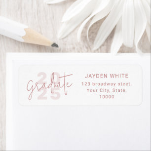 Étiquette Pink Simple Modern Script Graduate Adresse de reto
