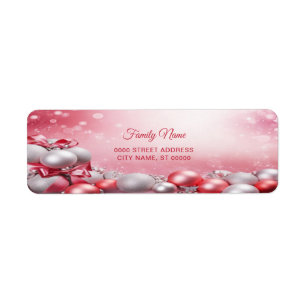 Étiquette Pink White Christmas Balls Retourner l'adresse