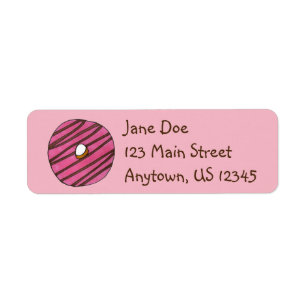 Étiquette Pink Zebra Strip Donut Doughnut Petit déjeuner