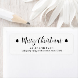 Étiquette Pins de Noël noirs et blancs