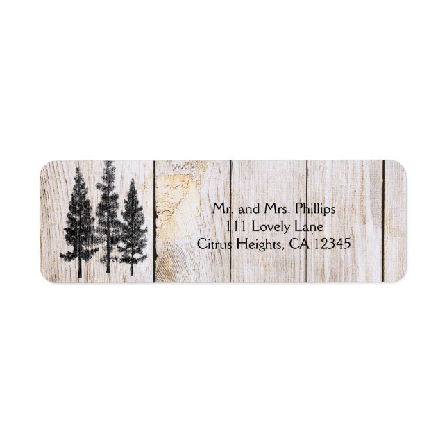 Étiquette Pins rustiques Bois Mariage campagnard simple (Devant)