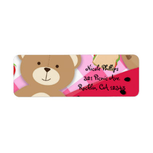 Étiquette Pique-nique Pique-Nique Ours Rosé Anniversaire Inv