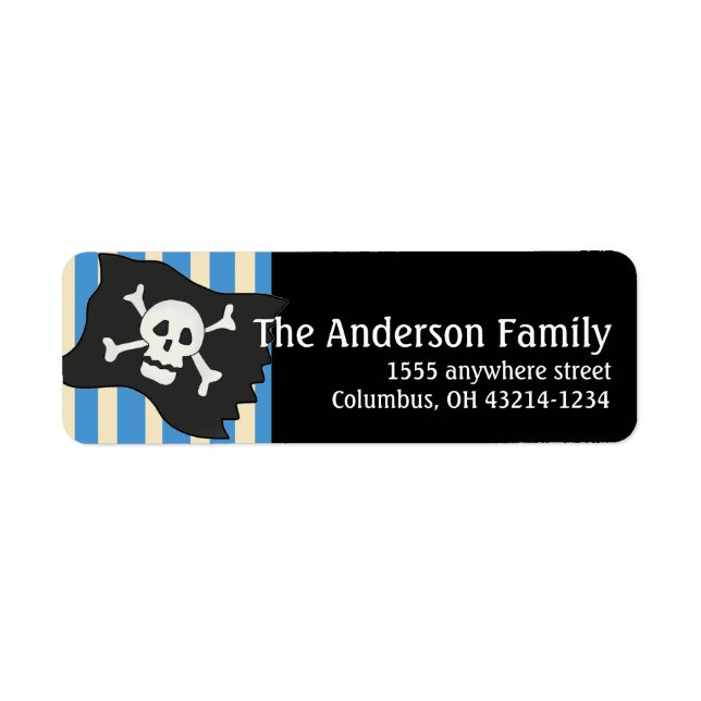 Étiquette Pirate Crâne Pirate Drapeau Retourner l'adresse Ét (Devant)
