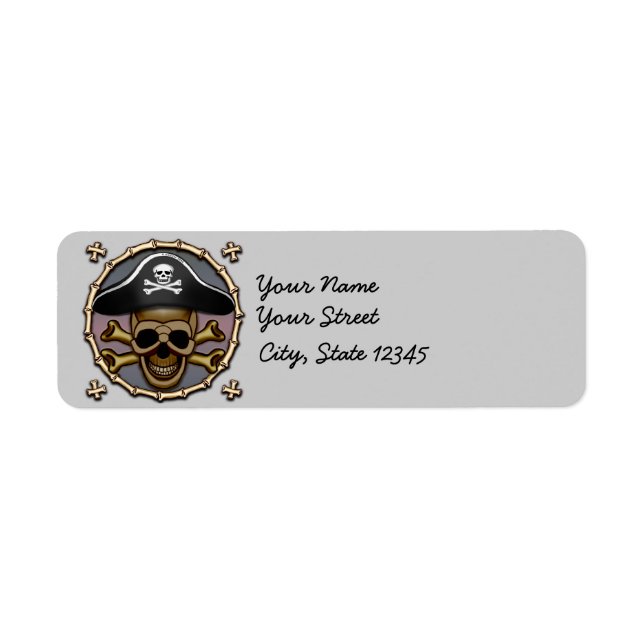 Étiquette Pirate croisée du crâne (Devant)