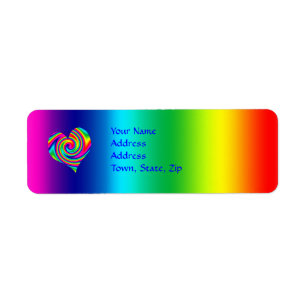 Étiquette Pirouette en forme de coeur d'arc-en-ciel