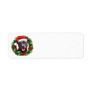 Étiquette Pit Bull Christmas Wreath