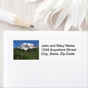 Étiquette Pittoresque Mount Rainier Paysage Retour Adresse