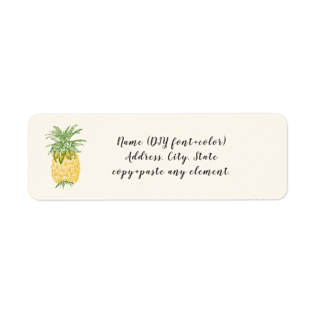 Étiquette PixDezines Ananas esquissé Vintage (Devant)