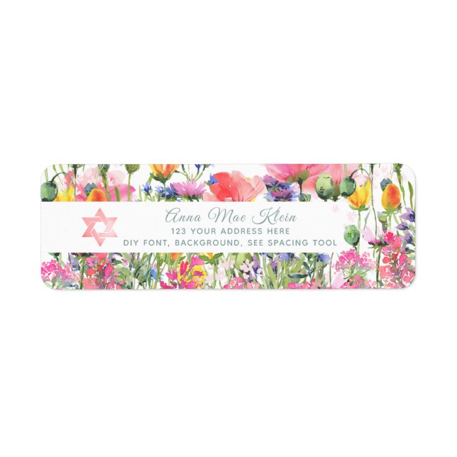Étiquette PixDezines Aquarelle Fleurs sauvages Pré (Devant)