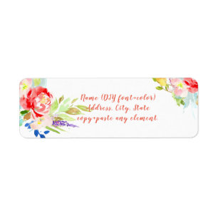 Étiquette PixDezines Aquarelle Florale, Pivoines Corail