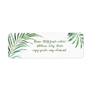 Étiquette PixDezines Aquarelle Palm Fronds, Verdure