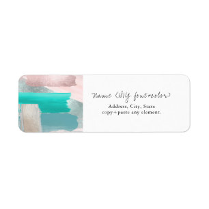 Étiquette PixDezines Art Moderne Aquarelle Aqua Blush