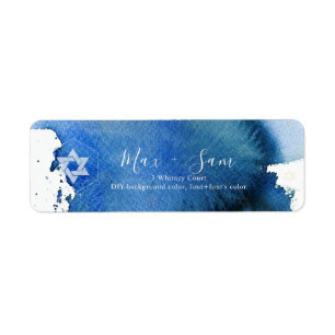 Étiquette PixDezines Barre Mitzvah Aquarelle bleu marine