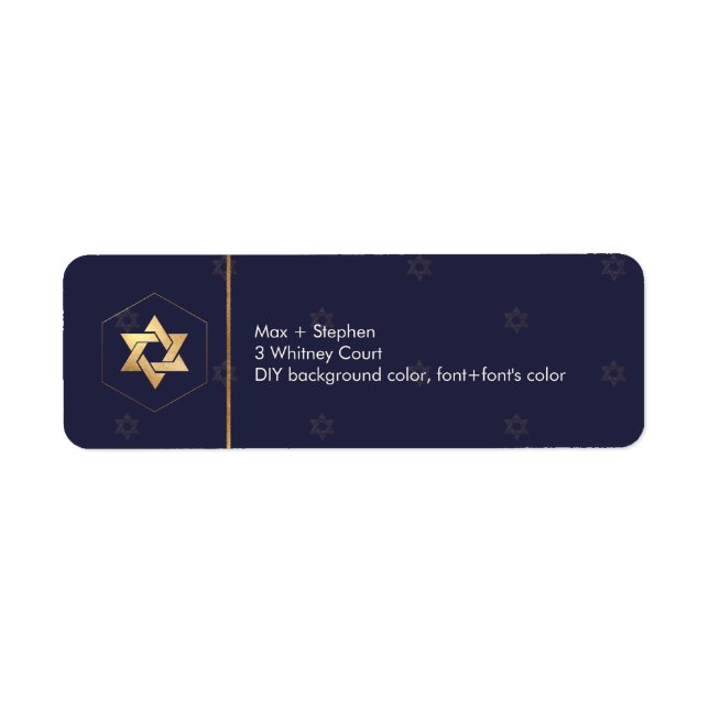 Étiquette PixDezines B'nai Mitzvah bleu marine (Devant)