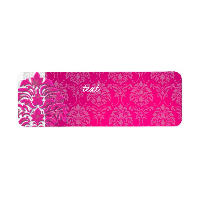 Étiquette PixDezines Damask 1, rose chaud (Devant)