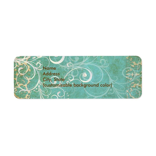 Étiquette PixDezines Dentelle Vintage Damas / Aqua (Devant)