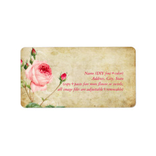 Étiquette PixDezines faux parchemin/roses vintages