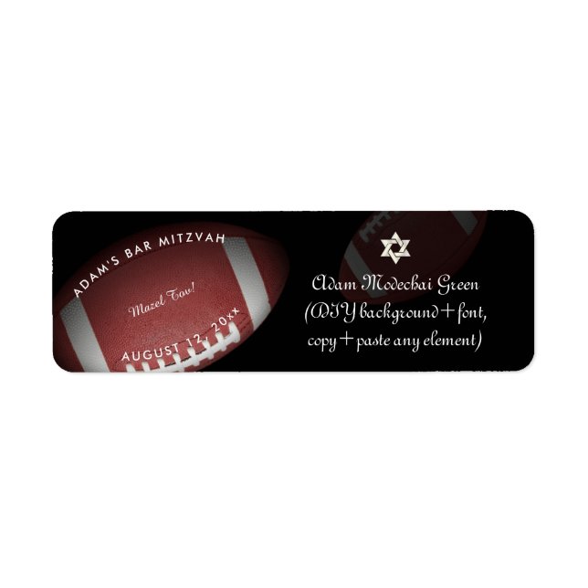 Étiquette ✡ PixDezines Football Bar Mitzvah (Devant)