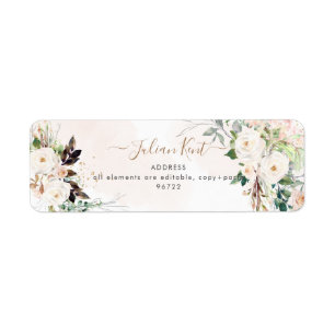 Étiquette PixDezines H2 Blush Roses Adresse de retour Étique