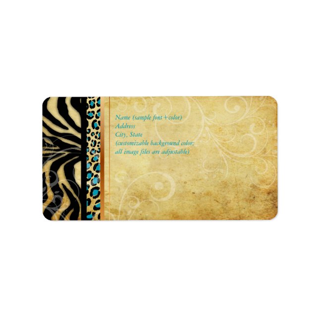 Étiquette PixDezines léopard vintage+zèbre (Devant)