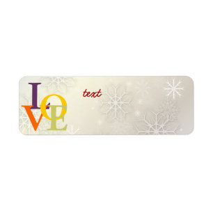 Étiquette PixDezines Love, Snowflakes Blanc + Pearl