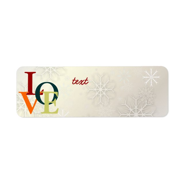Étiquette PixDezines Love, Snowflakes Blanc + Pearl (Devant)