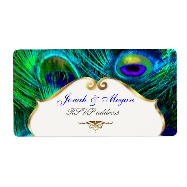 Étiquette PixDezines Peacock plumes/couleurs psychédéliques (Devant)