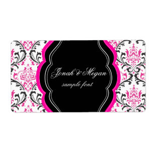 Étiquette PixDezines Rossi Damask/do-it-yourself/noir+rose c