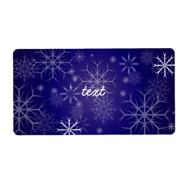 Étiquette PixDezines Snowflakes Blanc + Bleu (Devant)
