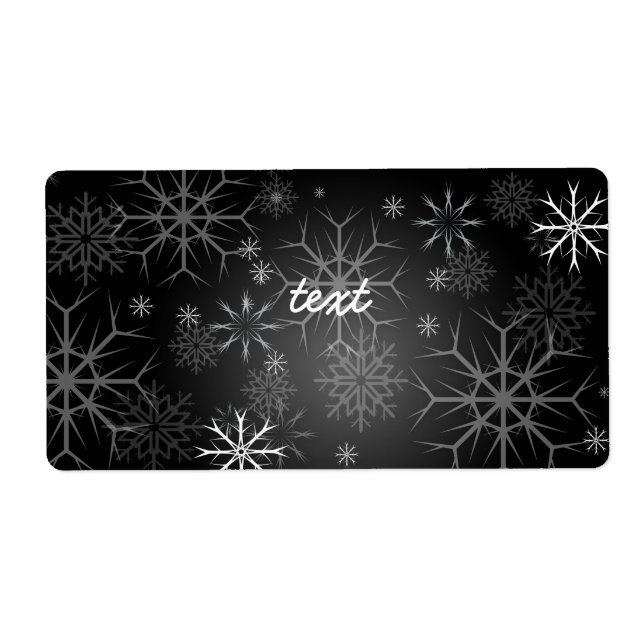 Étiquette PixDezines Snowflakes Blanc + Noir (Devant)