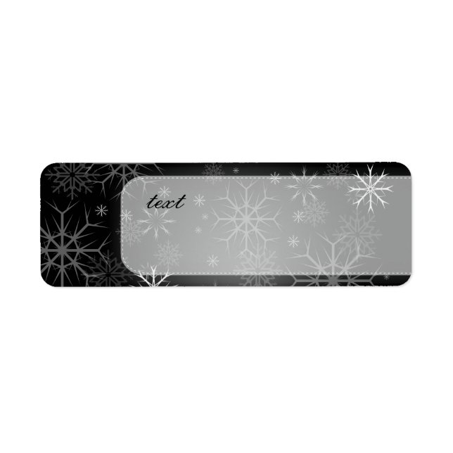 Étiquette PixDezines Snowflakes Blanc + Noir (Devant)