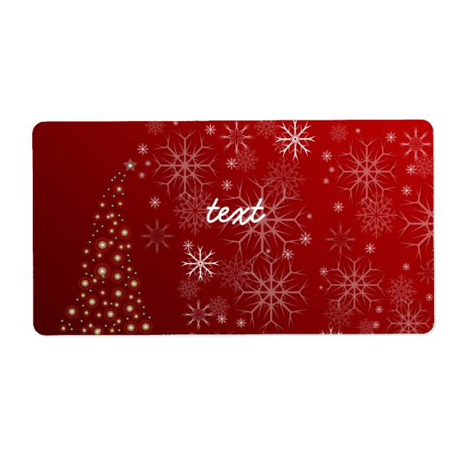 Étiquette PixDezines Snowflakes Blanc + Rouge (Devant)