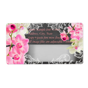 Étiquette PixDezines tableau noir+orchidée kona rose