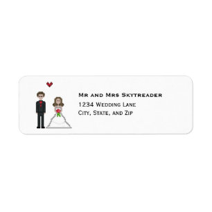 Étiquette Pixel Gamer Bride et Mariage Groom 8 bits