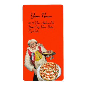 Étiquette PIZZA ITALIENNE rouge vert blanc orange