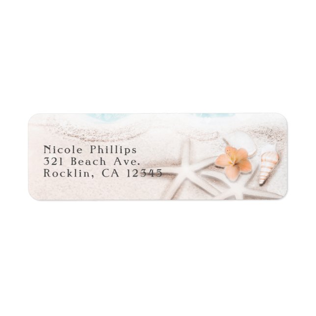 Étiquette Plage de sable blanc Starfish Blue Ocean Invitatio (Devant)