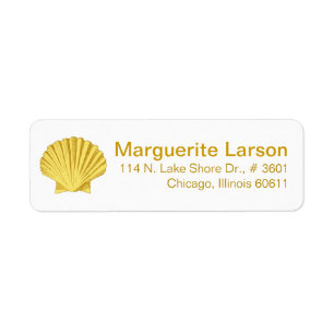 Étiquette Plage de Scallop Seashell jaune