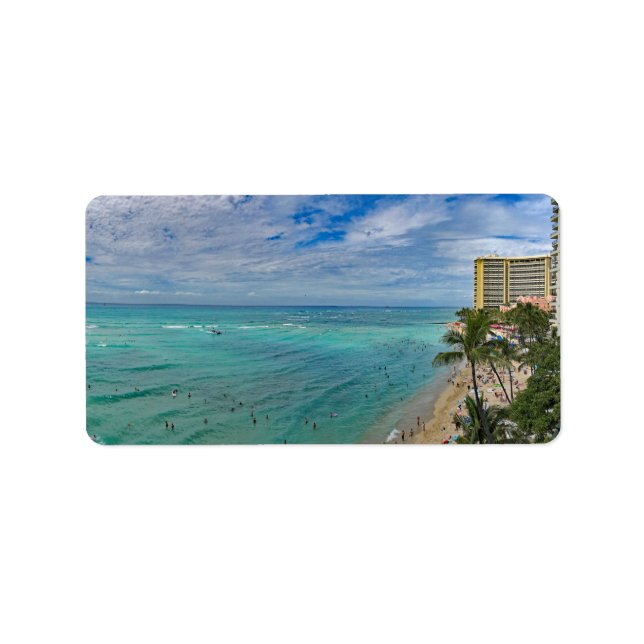 Étiquette Plage de Waikiki (Devant)