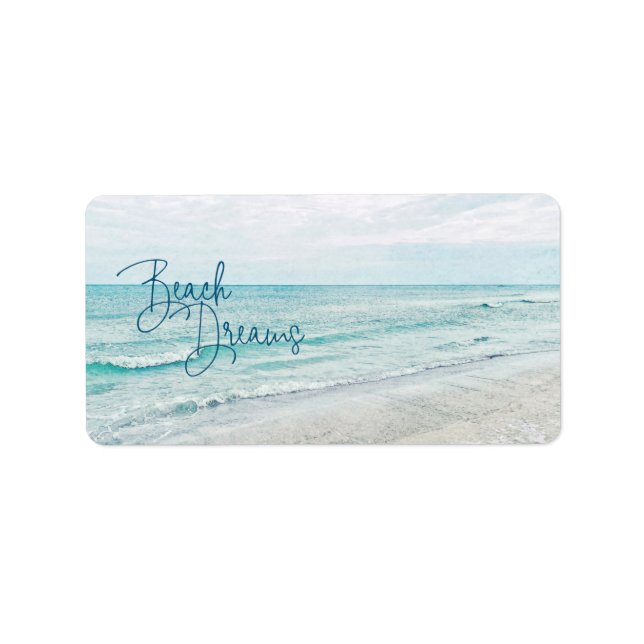 Étiquette Plage Dreams Citation Inspiration Rétro Ocean Wave (Devant)