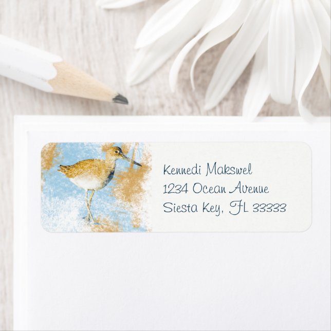Étiquette Plage peinte Oiseau de mer (En situation)