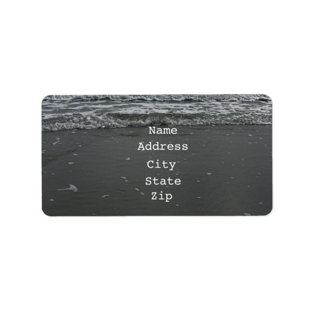 Étiquette Plage Photo Vagues Eau Sandy Texte Brown Modèles (Devant)