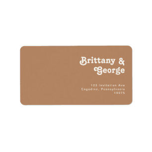 Étiquette Plage Retro Brown mariage RSVP Adresse de retour