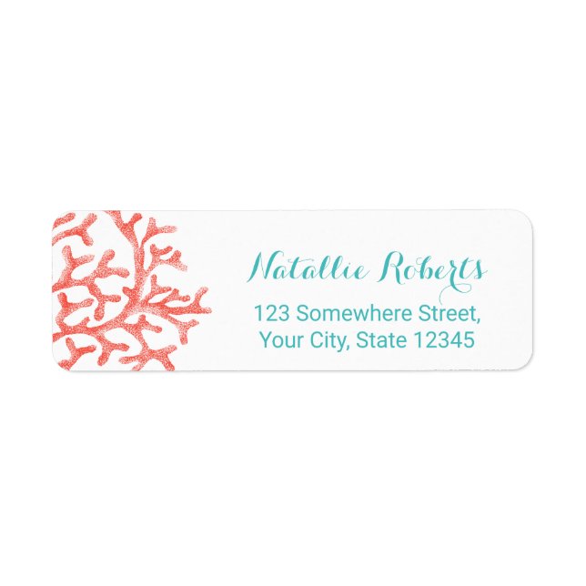 Étiquette Plage tropicale Coral Reef Élégant (Devant)